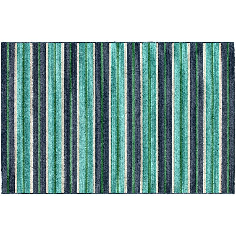 StyleHaven Maritime Linear Stripes Indoor Outdoor Rug, Blue, 6.5X9.5 Ft