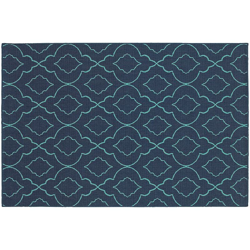StyleHaven Maritime Simplicity Lattice Indoor Outdoor Rug, Blue, 5X7.5 Ft
