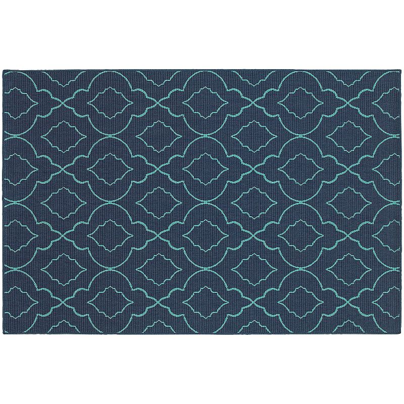 StyleHaven Maritime Simplicity Lattice Indoor Outdoor Rug, Blue, 5X7.5 Ft