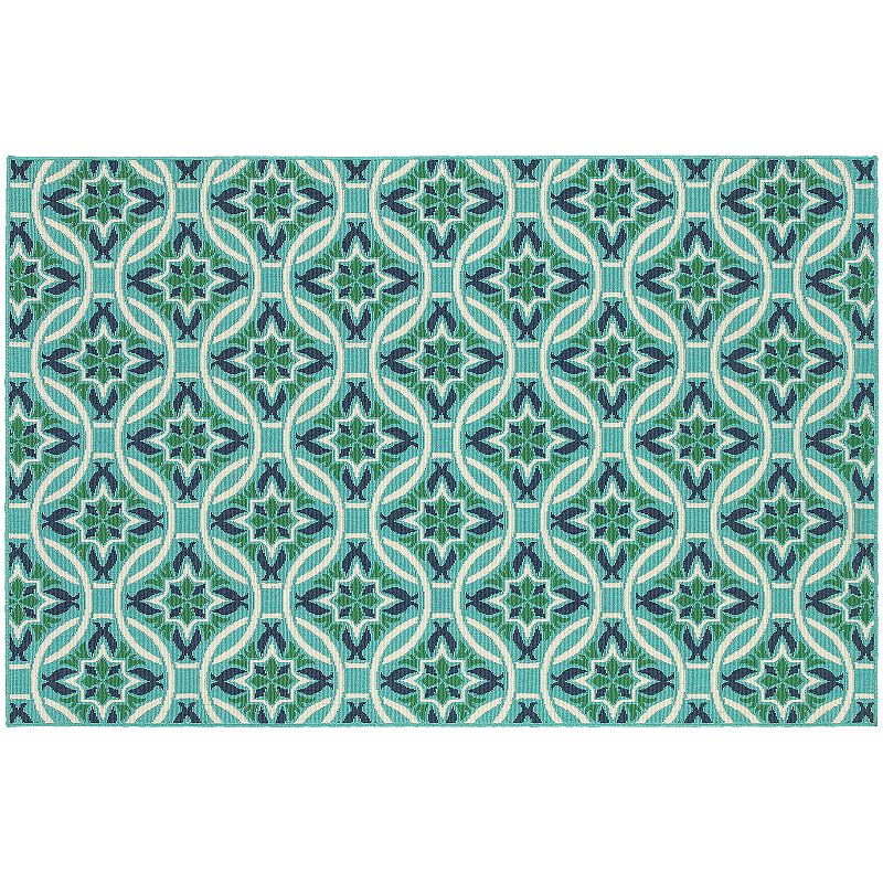 StyleHaven Maritime Botanical Chains Indoor Outdoor Rug, Blue, 8X11 Ft