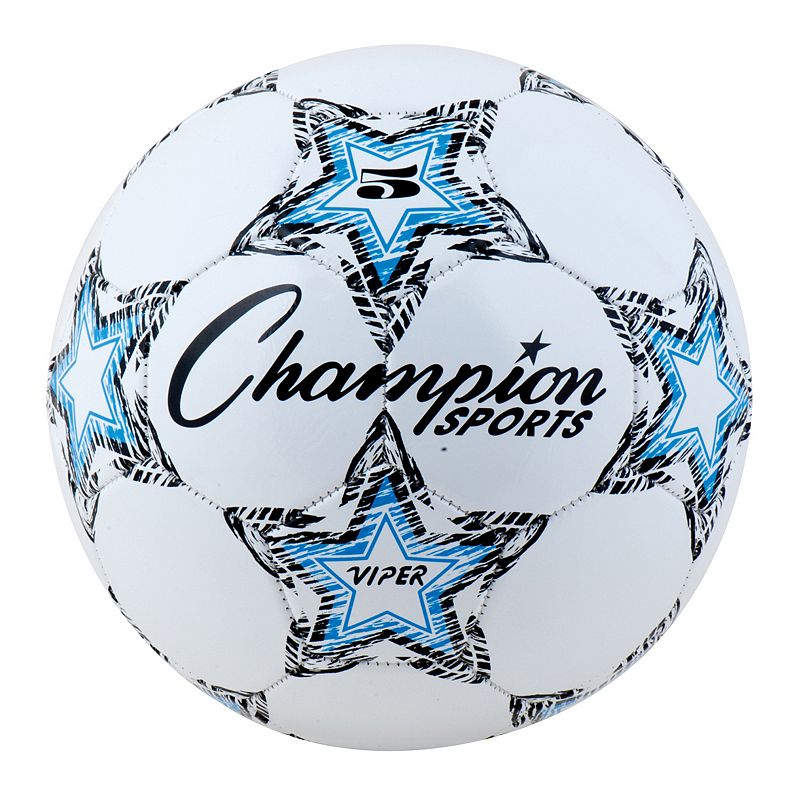 Champion Sports Viper Soccer Ball, Size 5, Black, Blue and White