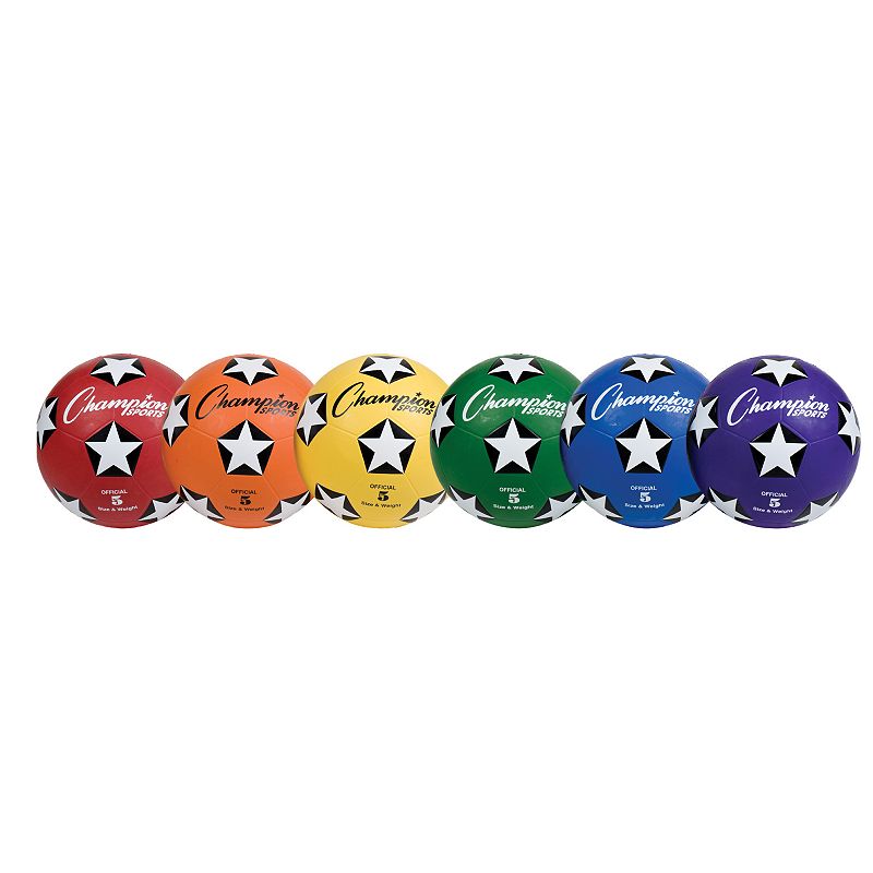 Youth Champion Sports Rubber Cover Size 5 Soccer Ball Set, Multicolor