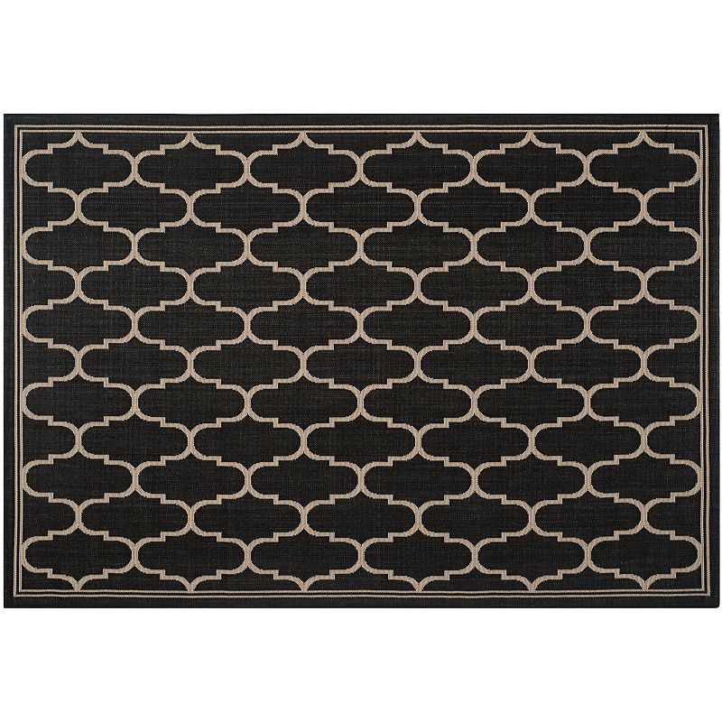 Safavieh Courtyard Harmony Trellis Indoor Outdoor Rug, Black, 9X12.5 Ft
