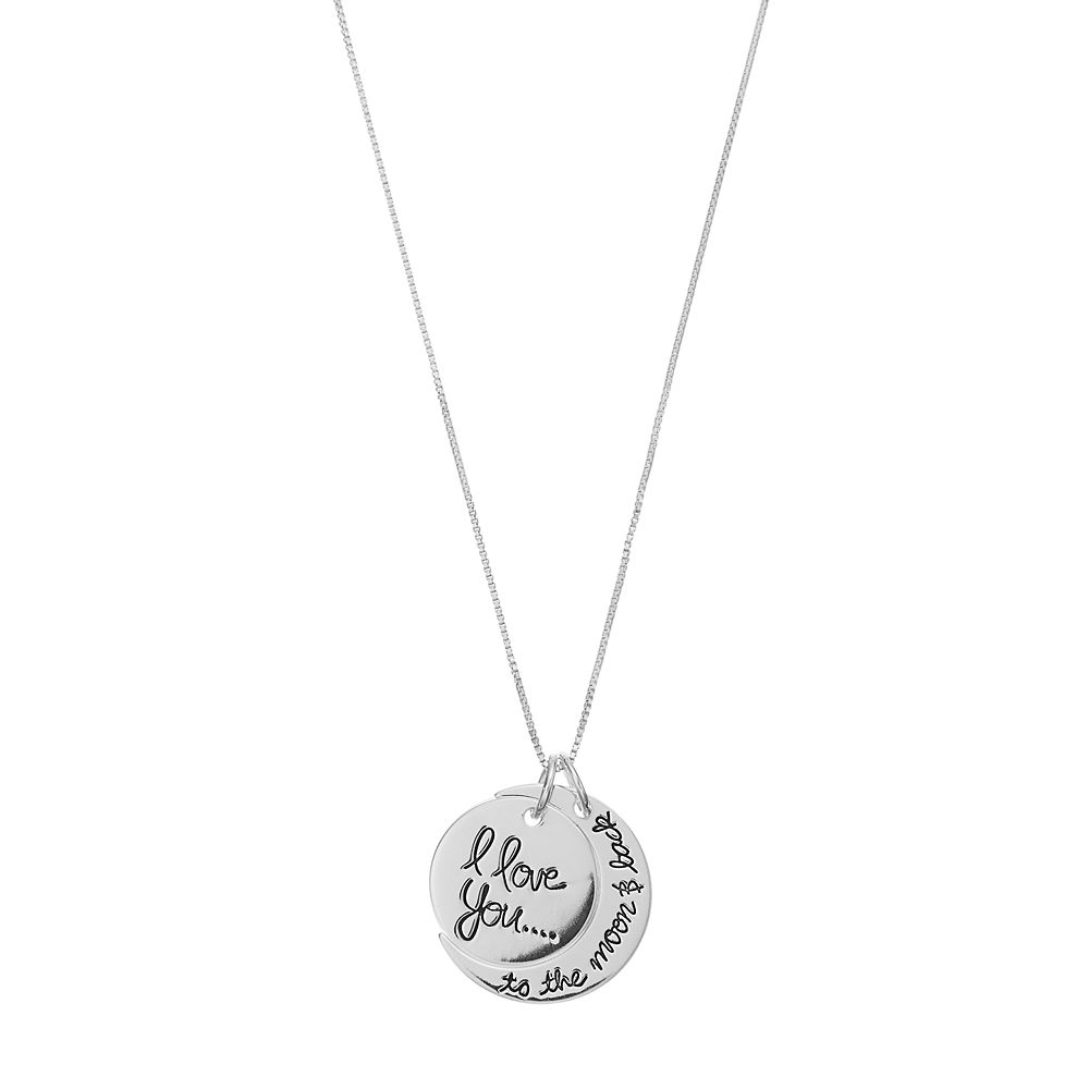 Sterling Silver Love You To The Moon And Back Necklace Love You To