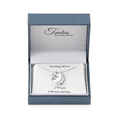 Timeless Sterling Silver I Love You to the Moon & Back Pendant Necklace