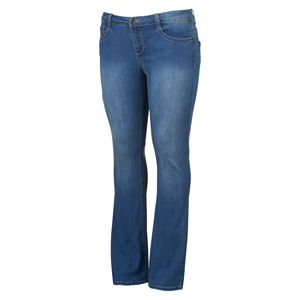 Juniors' Plus Size Mudd® FLX Stretch Faded Skinny Bootcut Jeans