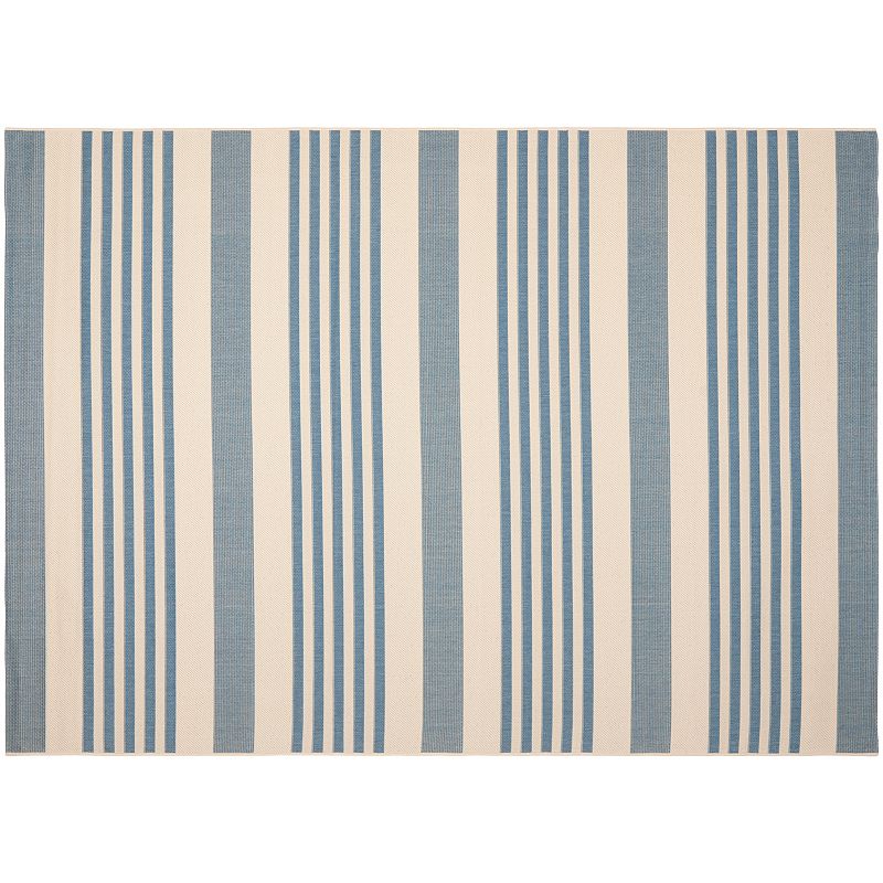 SAFAVIEH Courtyard Caroline Striped Indoor/Outdoor Area Rug  4ft x 6ft Beige/Blue