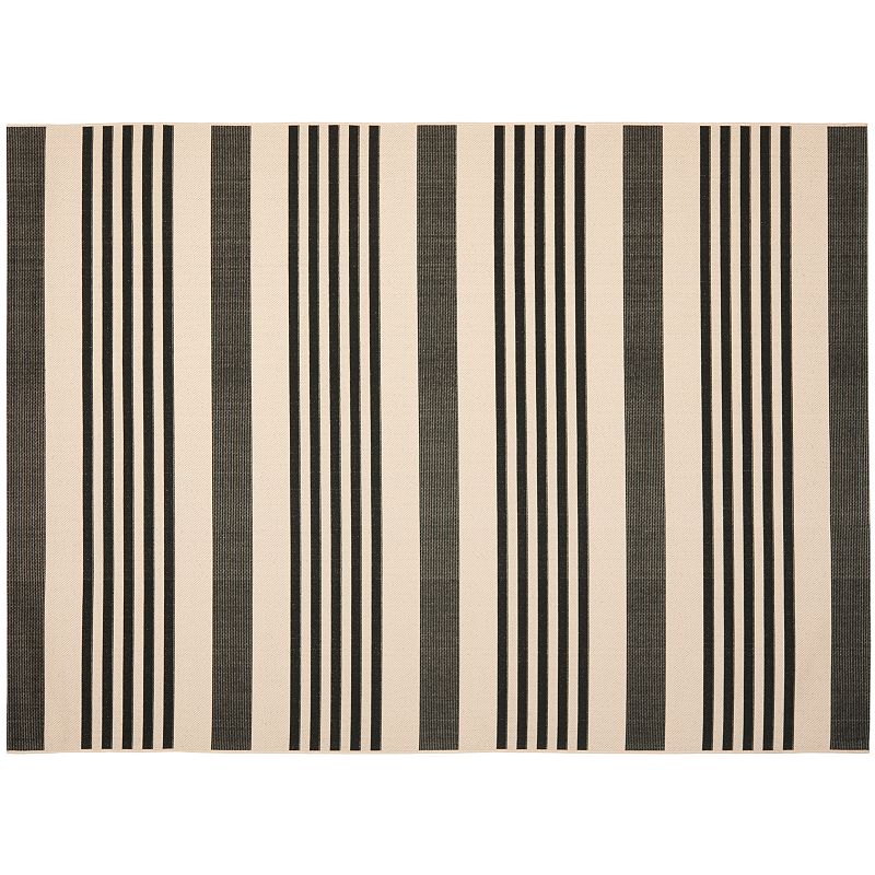 Safavieh Courtyard Stripe Indoor Outdoor Rug, Black, 8X11 Ft