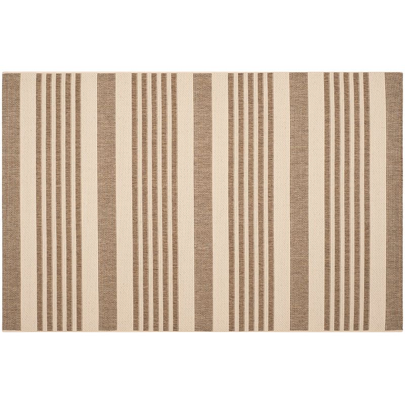 Safavieh Courtyard Stripe Indoor Outdoor Rug, Brown, 8Ft Rnd