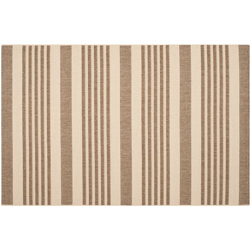 Safavieh Courtyard Stripe Indoor Outdoor Rug, Brown, 8Ft Rnd