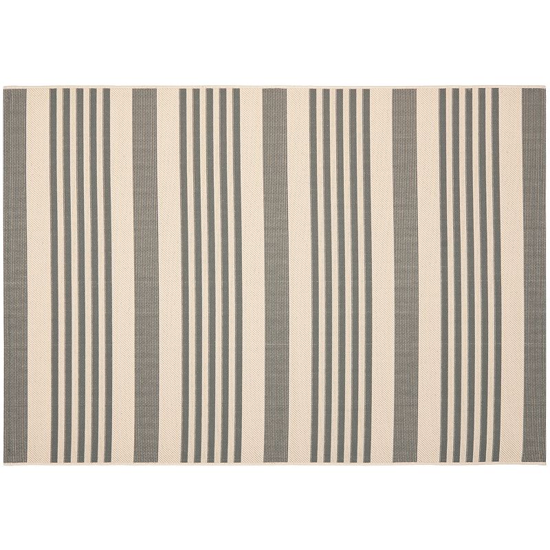 Safavieh Courtyard Stripe Indoor Outdoor Rug, Grey, 6.5Ft Rnd