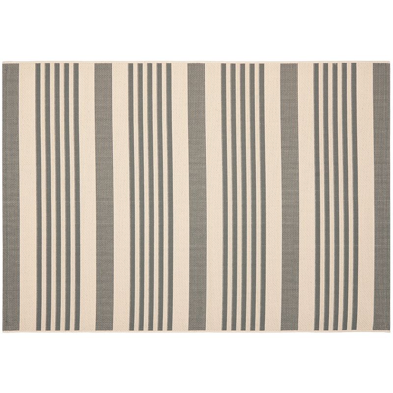 Safavieh Courtyard Stripe Indoor Outdoor Rug, Grey, 6.5Ft Rnd