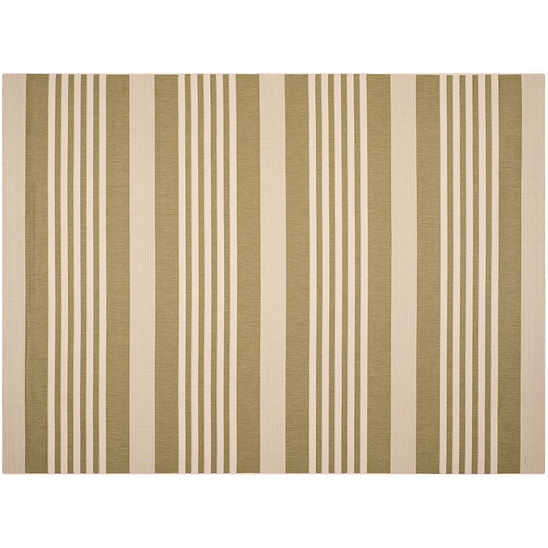 Safavieh Courtyard Stripe Indoor Outdoor Rug, Green, 8Ft Sq