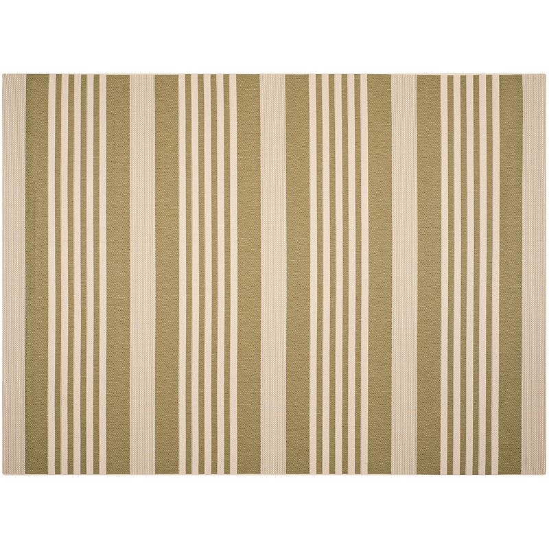 Safavieh Courtyard Stripe Indoor Outdoor Rug, Green, 8Ft Sq