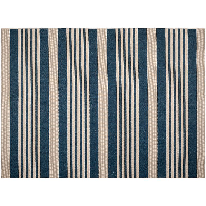 Safavieh Courtyard Stripe Indoor Outdoor Rug, Blue, 8Ft Rnd