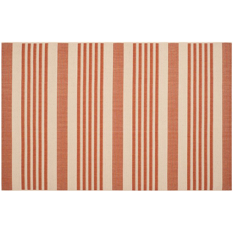 Safavieh Courtyard Stripe Indoor Outdoor Rug, Beig/Green, 8Ft Rnd