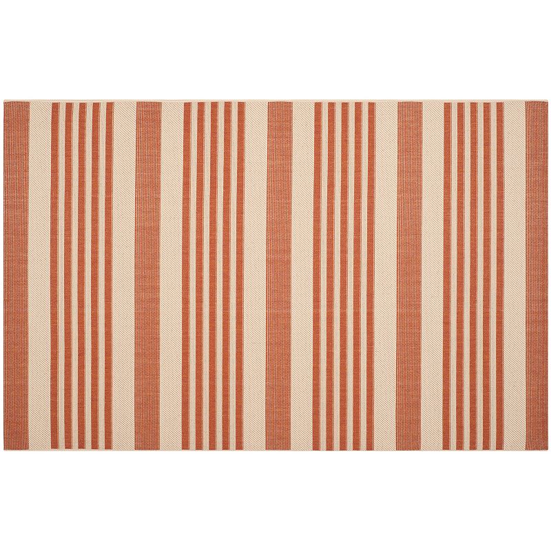 Safavieh Courtyard Stripe Indoor Outdoor Rug, Beig/Green, 8Ft Rnd