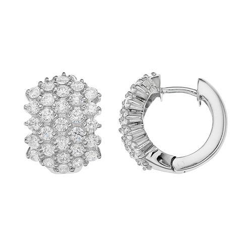 Sophie Miller Sterling Silver Cubic Zirconia Huggie Hoop Earrings