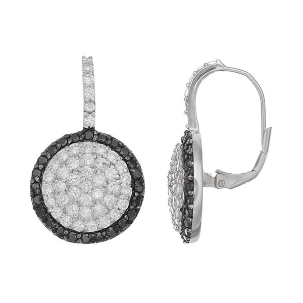 Sophie Miller Sterling Silver Cubic Zirconia Halo Drop Earrings