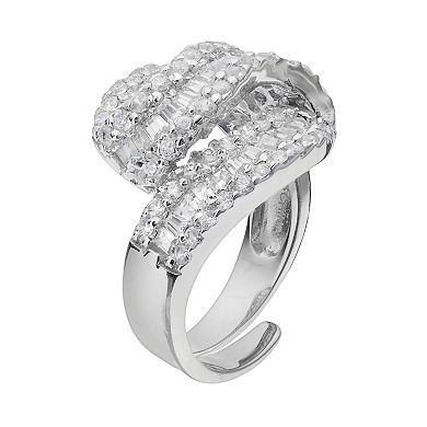 Sophie Miller Sterling Silver Cubic Zirconia Twist Ring