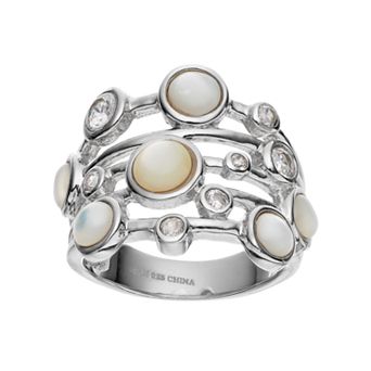 Sophie Miller Sterling Silver Mother-of-Pearl & Cubic Zirconia Ring