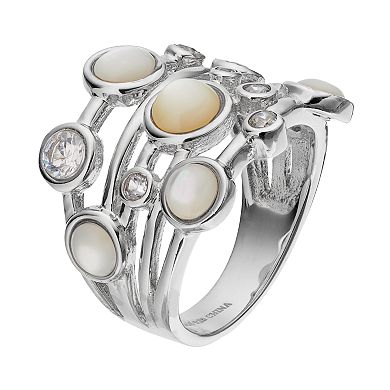 Sophie Miller Sterling Silver Mother-of-Pearl & Cubic Zirconia Ring