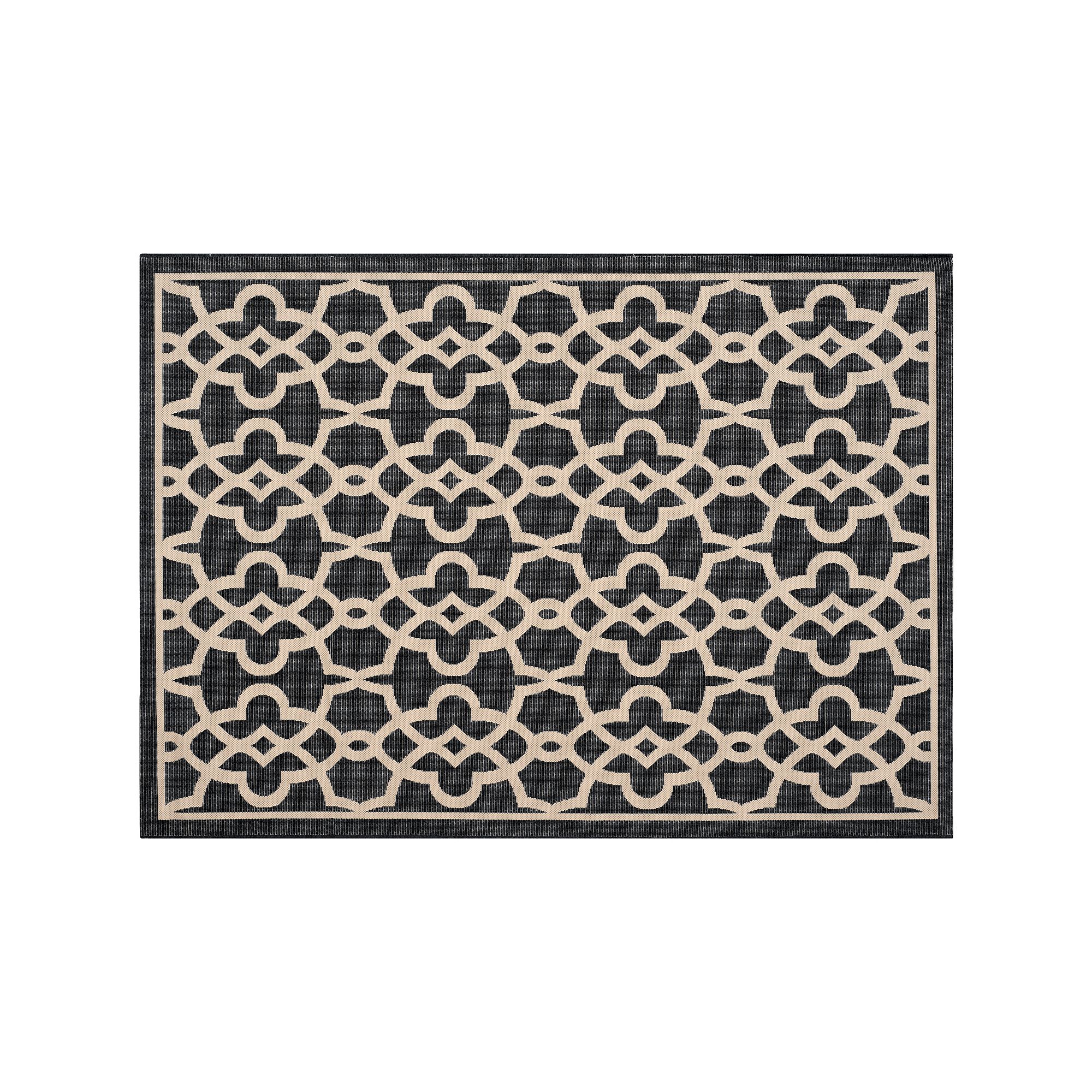Safavieh Courtyard Links Geometric Indoor Outdoor Rug, Black Beige