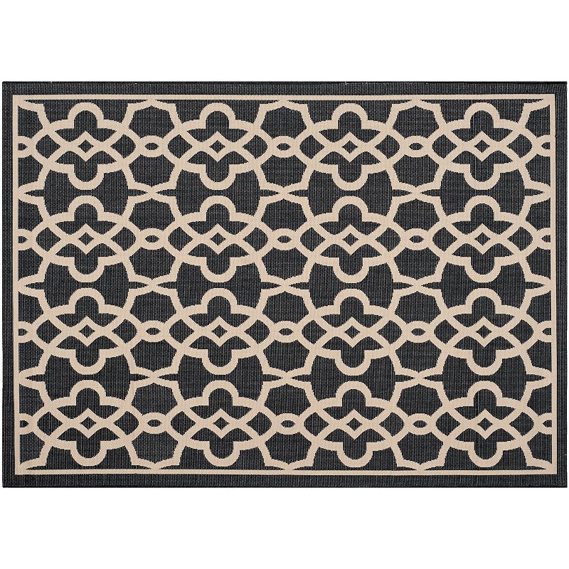 Safavieh Courtyard Links Geometric Indoor Outdoor Rug, Black, 8X11 Ft