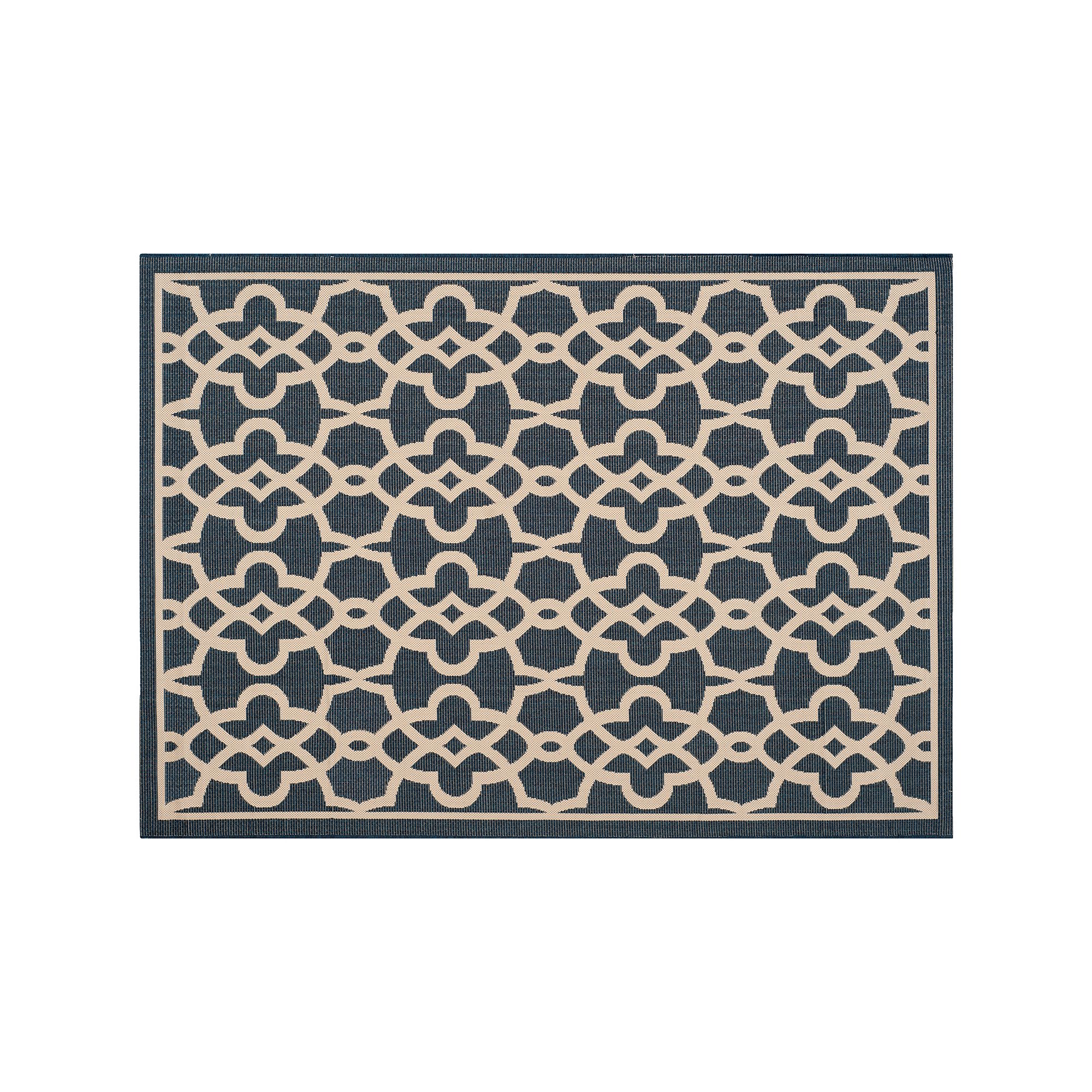 Safavieh Courtyard Links Geometric Indoor Outdoor Rug, Navy Beige