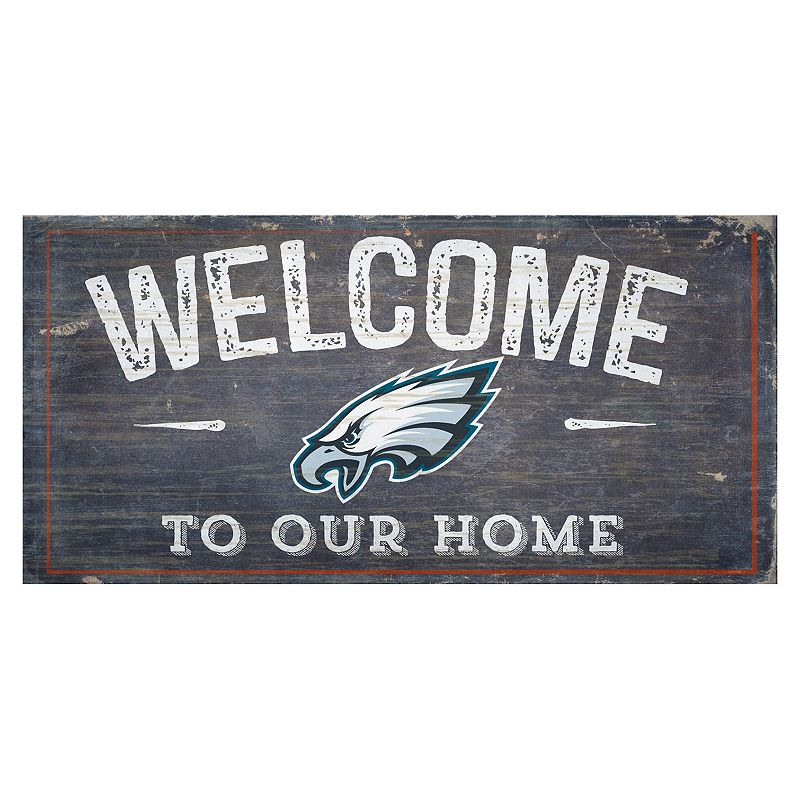 Philadelphia Eagles Distress Welcome Sign, Multicolor, 6X12