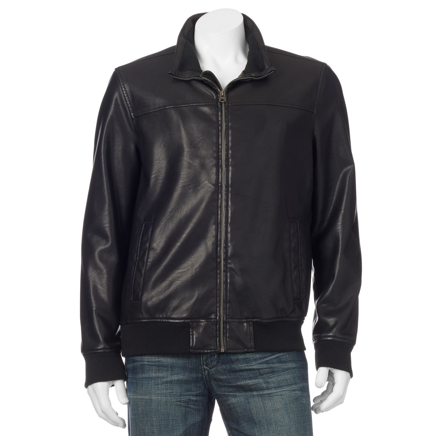 kohls mens leather bomber jacket