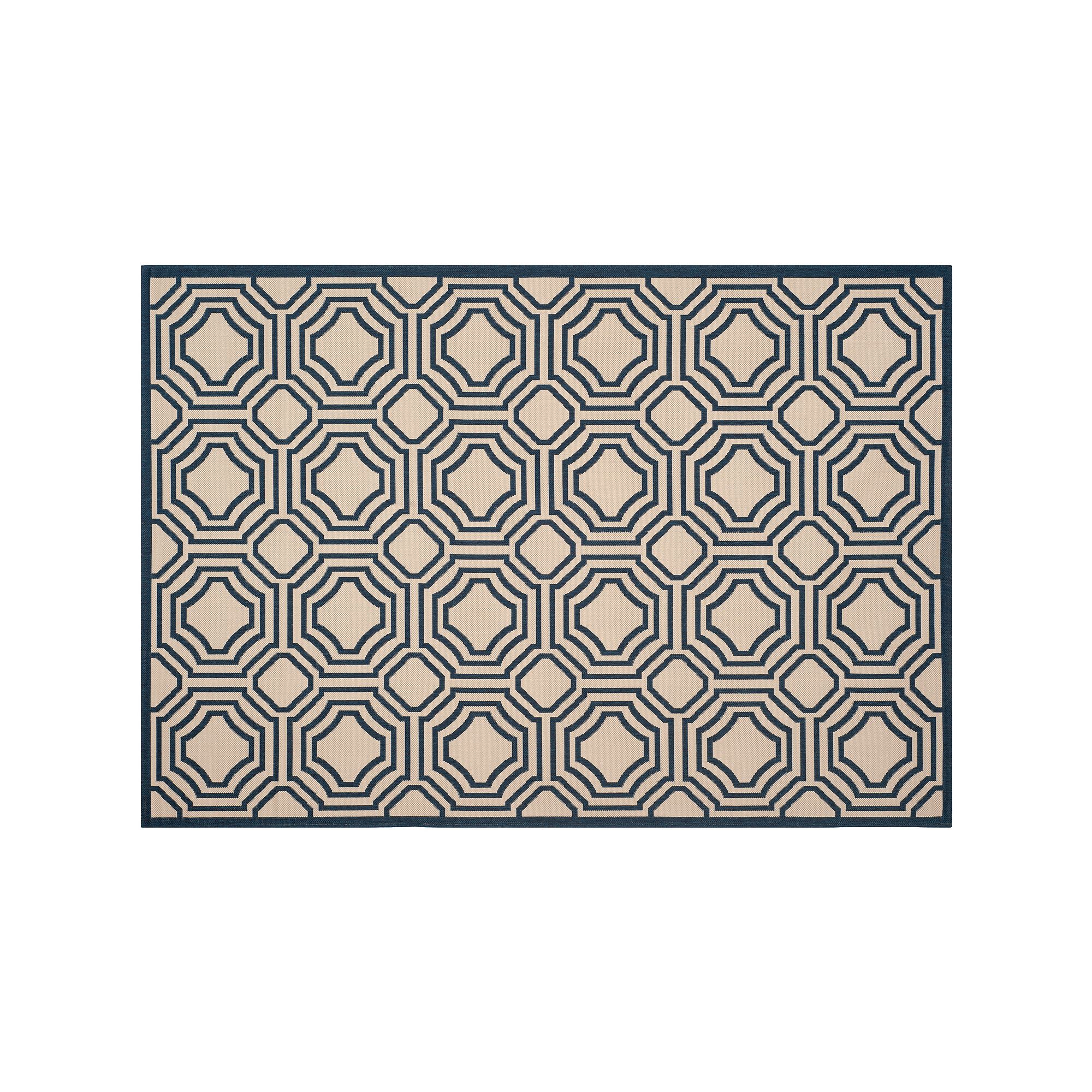 Safavieh Courtyard Geo Indoor Outdoor Rug, Beige Navy