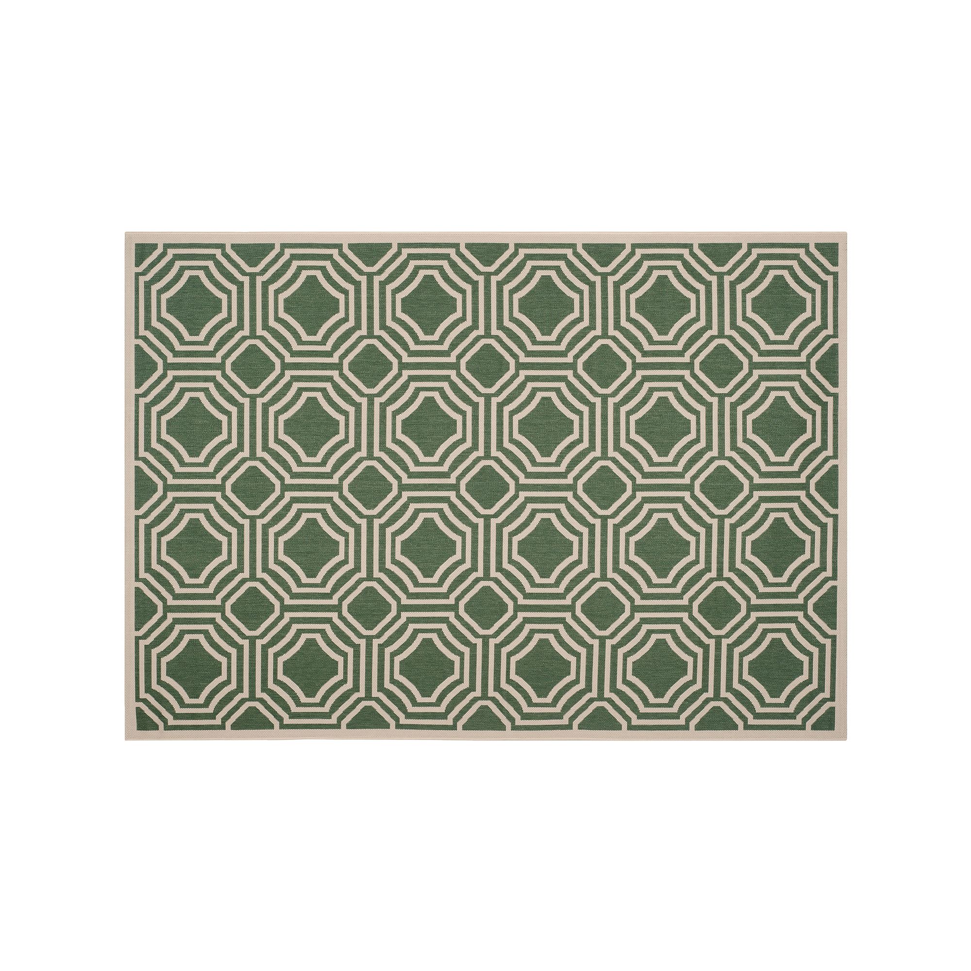 Safavieh Courtyard Geo Indoor Outdoor Rug, Dark Green Beige