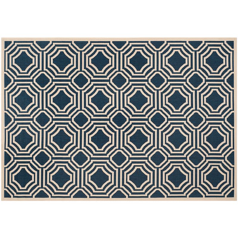 Safavieh Courtyard Geo Indoor Outdoor Rug, Blue, 6.5X9.5 Ft