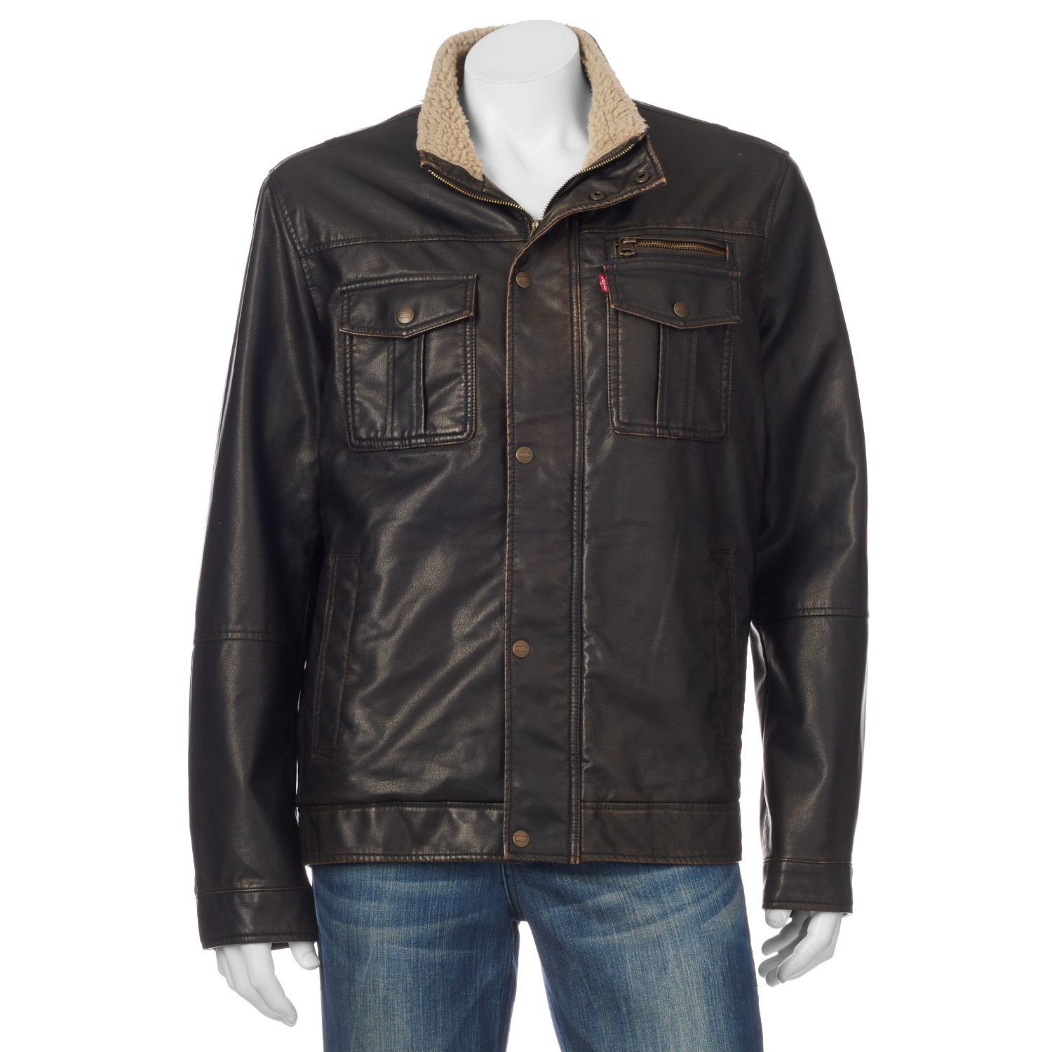levi's leather sherpa trucker jacket