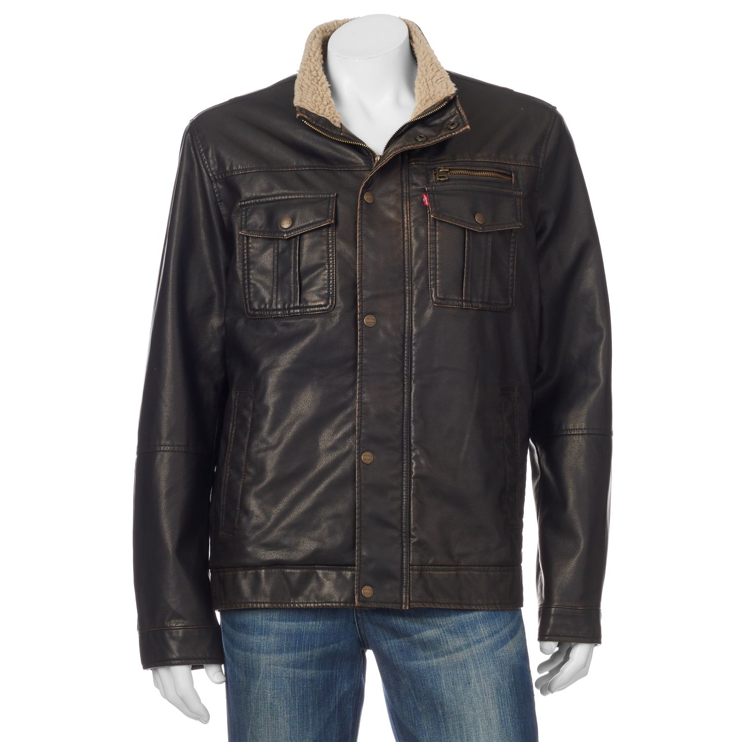 levis leather sherpa jacket mens