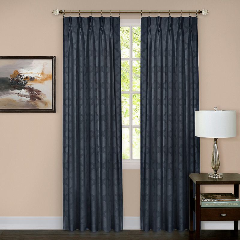 Achim 1-Panel Windsor Pinch Pleat Window Curtain, Blue, 34X63