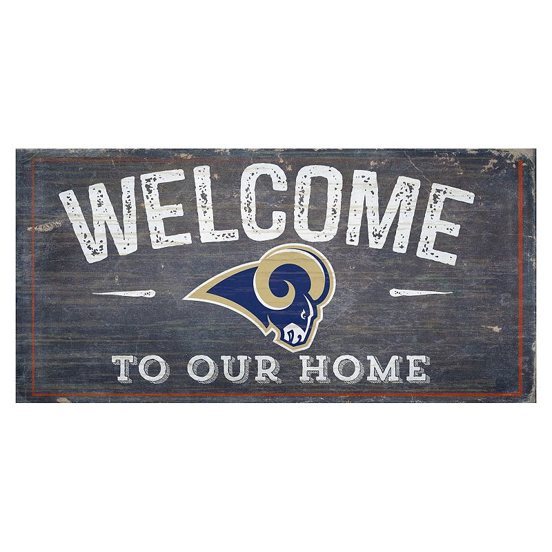 Los Angeles Rams Distress Welcome Sign, Multicolor, 6X12