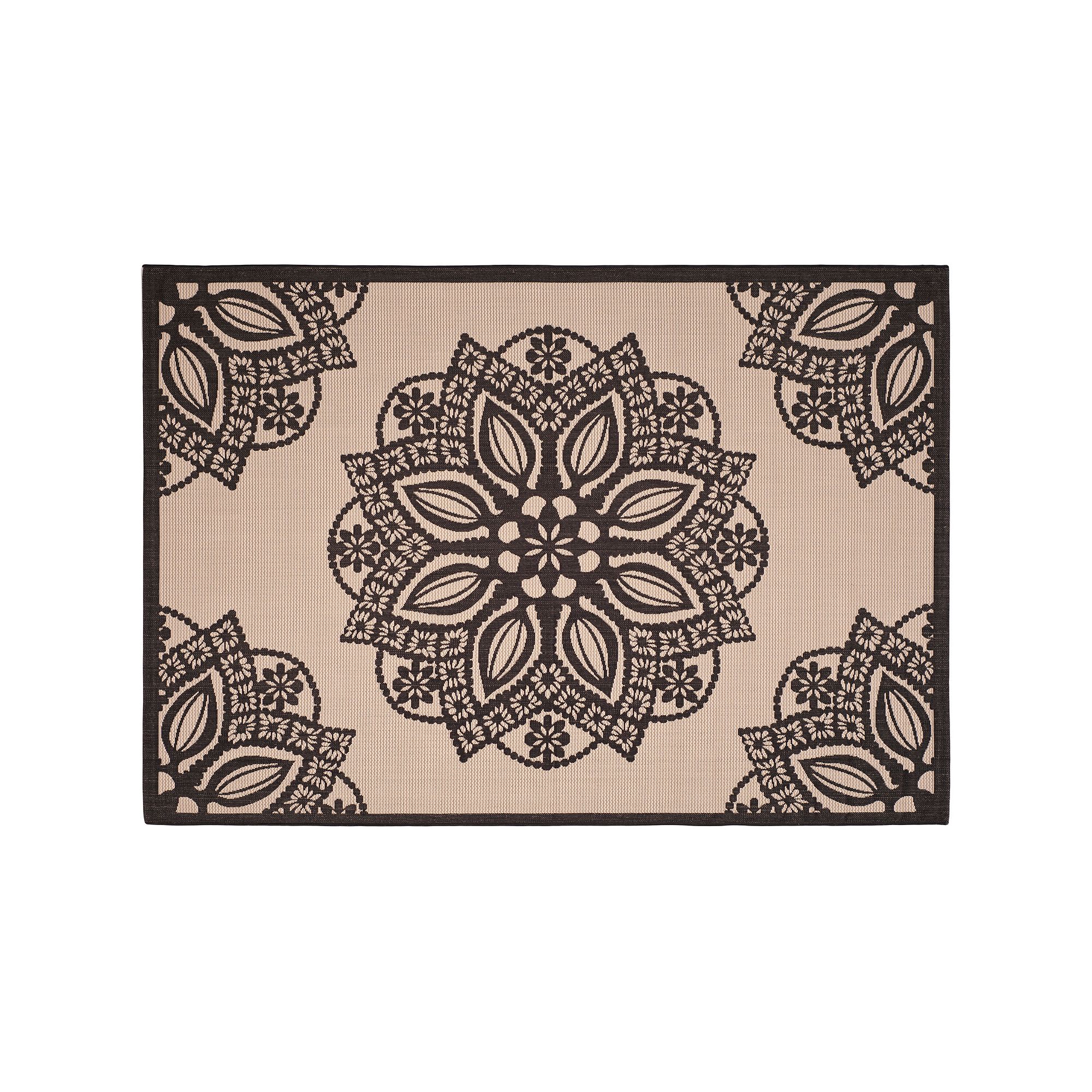 Safavieh Courtyard Floral Medallion Indoor Outdoor Rug, Beige Black