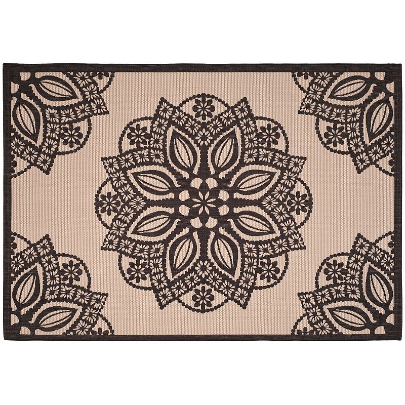 Safavieh Courtyard Floral Medallion Indoor Outdoor Rug, Beig/Green, 8X11 Ft