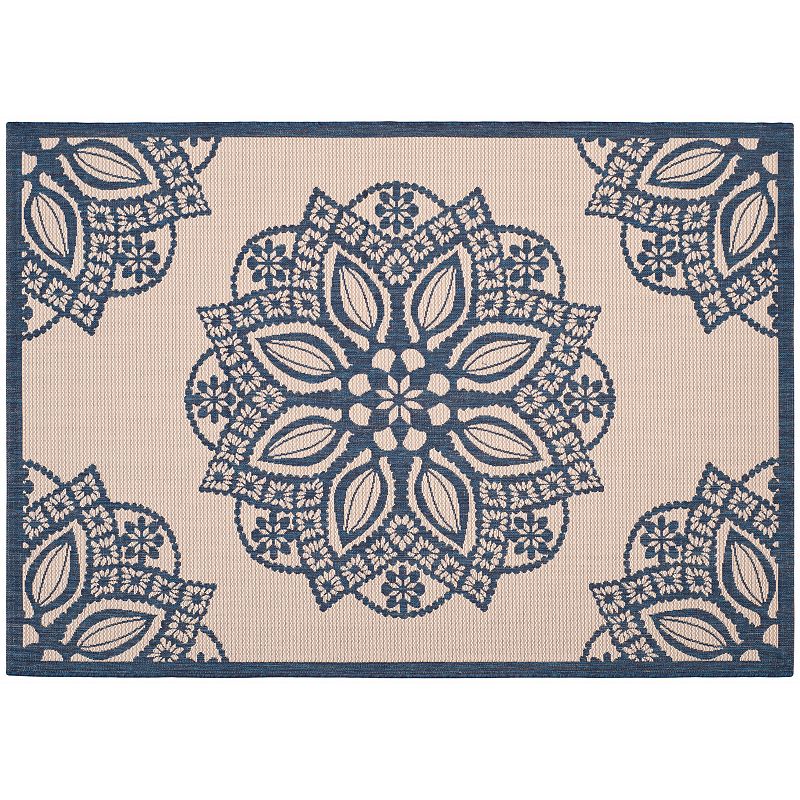 Safavieh Courtyard Floral Medallion Indoor Outdoor Rug, Beig/Green, 6.5Ft Rnd