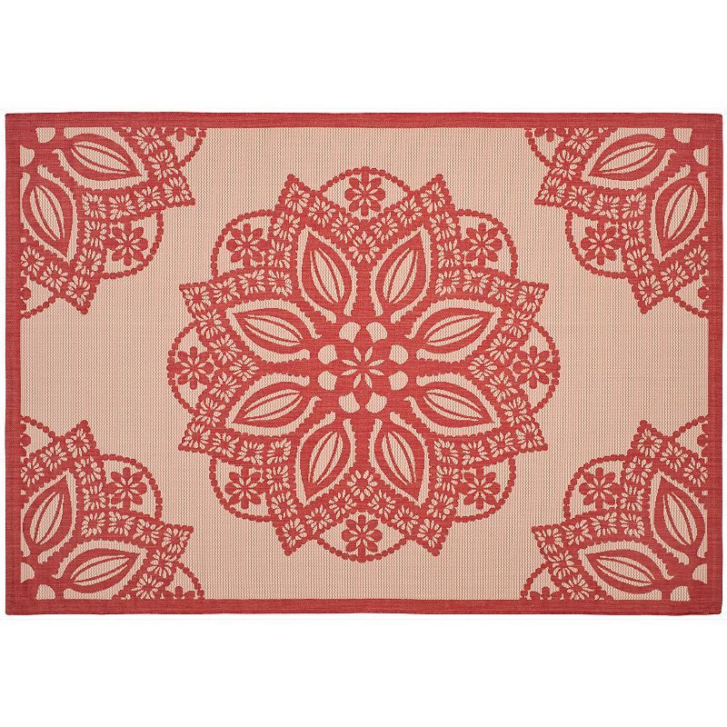 Safavieh Courtyard Floral Medallion Indoor Outdoor Rug, Beig/Green, 6.5X9.5 Ft