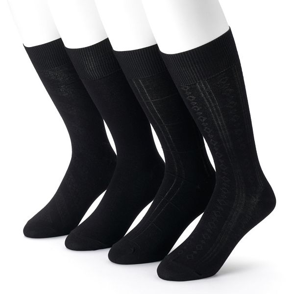 Men's Croft & Barrow® 4-Pack Textured Windowpane Dress Socks