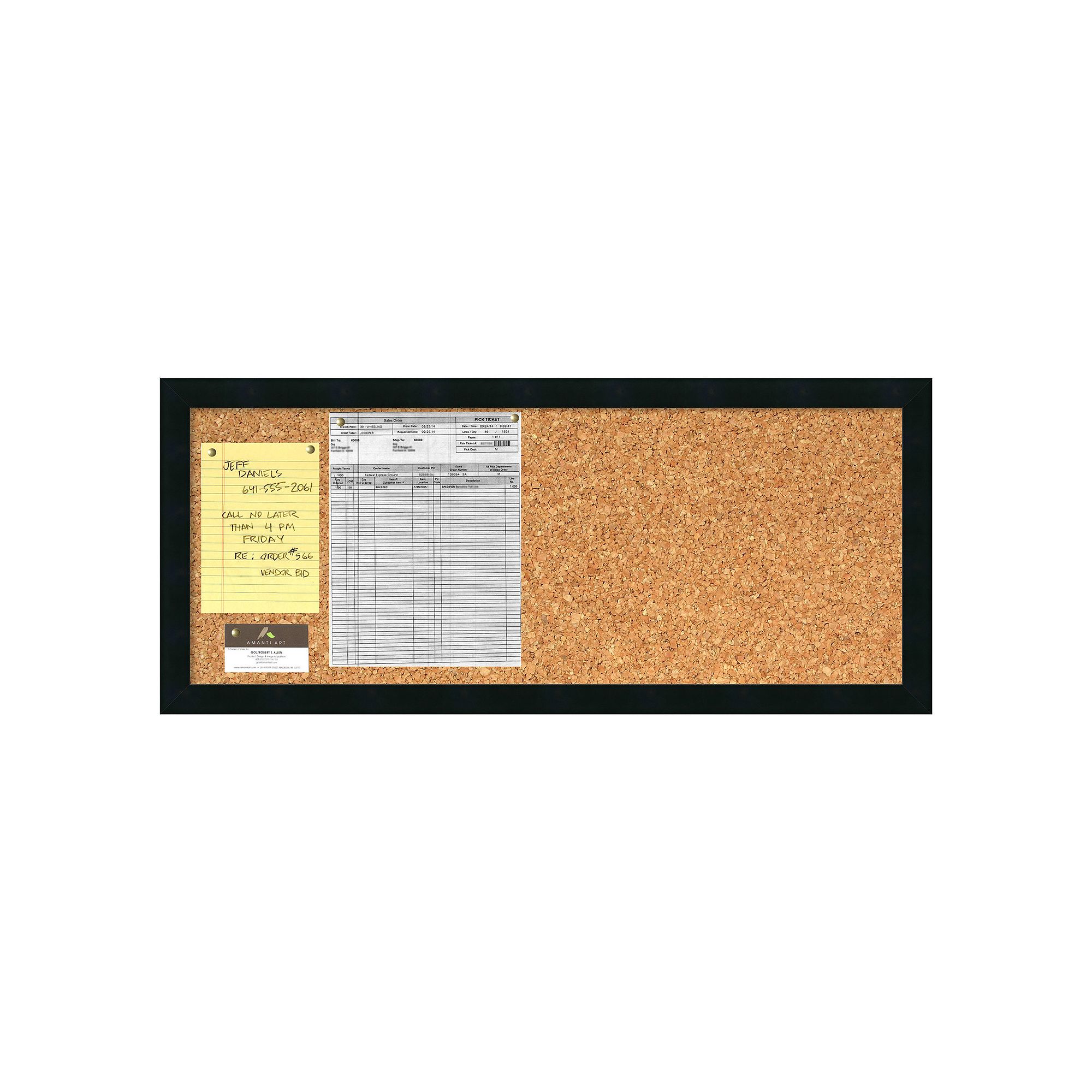 Amanti Art Mezzanotte Cork Bulletin Board, Black