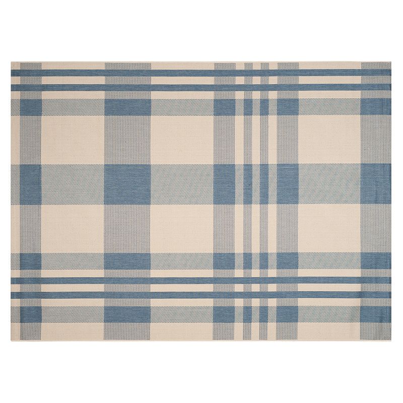 Safavieh Courtyard Tartan Plaid Indoor Outdoor Rug, Beig/Green, 8X11 Ft
