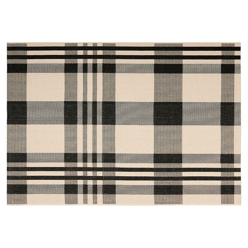 Safavieh Courtyard Tartan Plaid Indoor Outdoor Rug, Black, 8X11 Ft