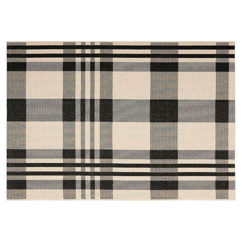 Safavieh Courtyard Tartan Plaid Indoor Outdoor Rug, Black, 9X12 Ft