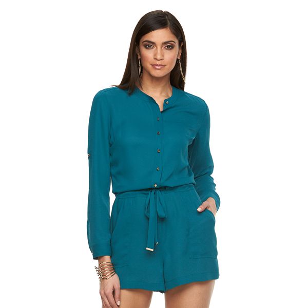 Women's Jennifer Lopez Roll-Tab Crepe Romper