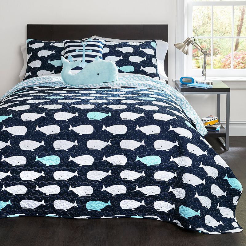 Lush Decor Whale Quilt Set, Blue, Full/Queen