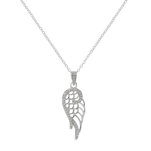 Hallmark Sterling Silver Cubic Zirconia Wing Pendant Necklace